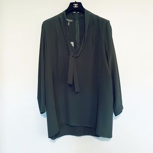 Escada Tie Neck Silk Blouse in Black